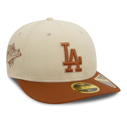 This is a LA Dodgers Seasonal World Series Cream Low Profile 59FIFTY Fitted Cap 1