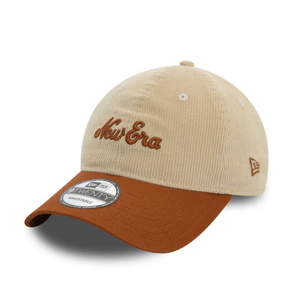 This is a  New Era Script Cord Light Beige 9TWENTY Adjustable Cap 1