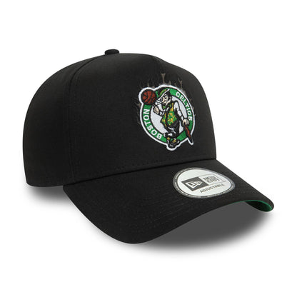 This is a Boston Celtics NBA Flame Black 9FORTY E-Frame Trucker Cap 3