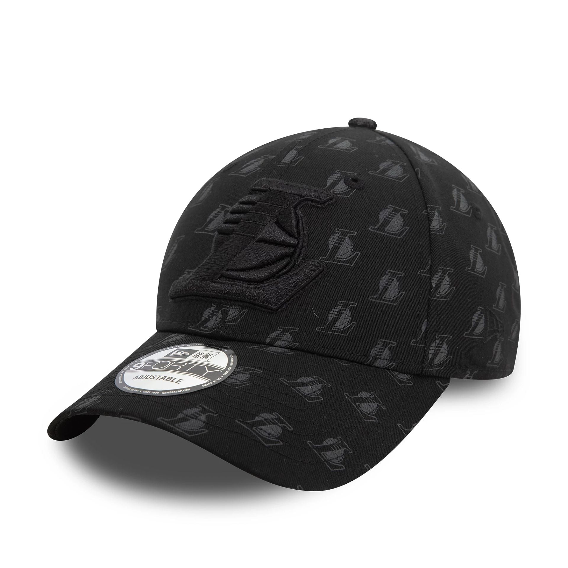 This is a LA Lakers Team Monogram Black 9FORTY Adjustable Cap 1