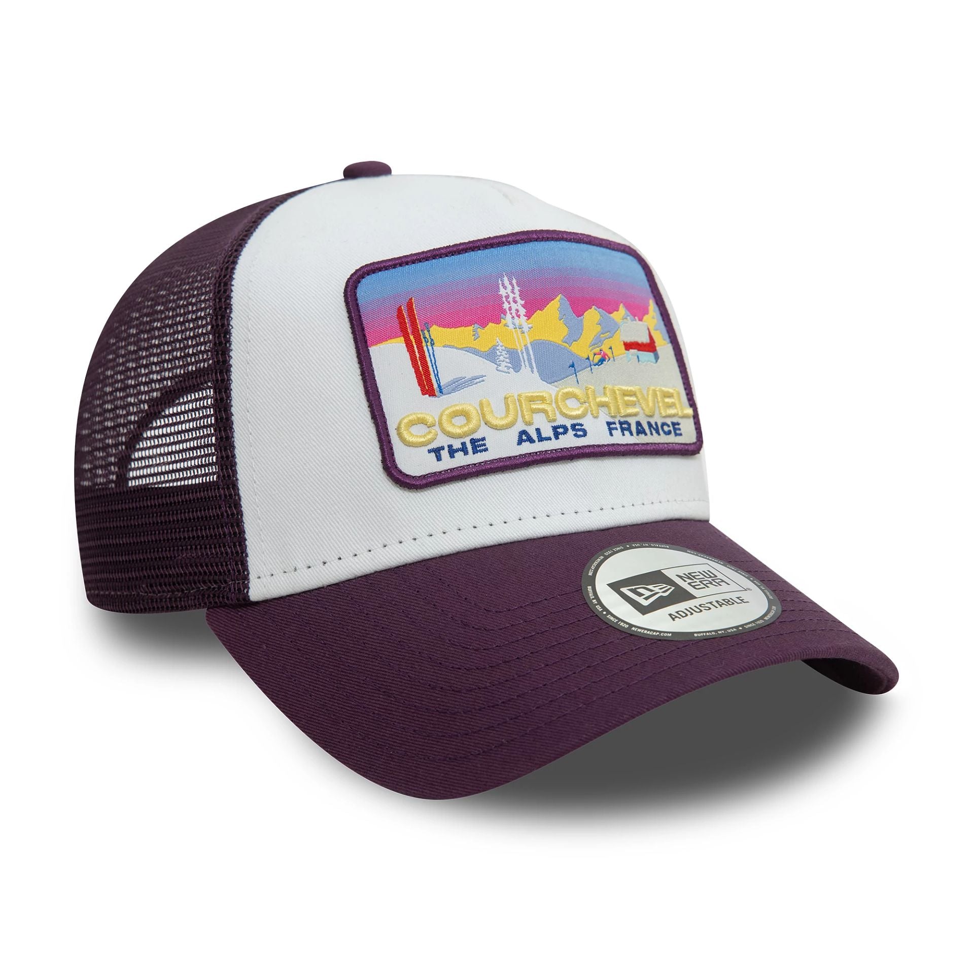 This is a  New Era Courchevel Ski Patch Dark Purple 9FORTY A-Frame Trucker Cap 3