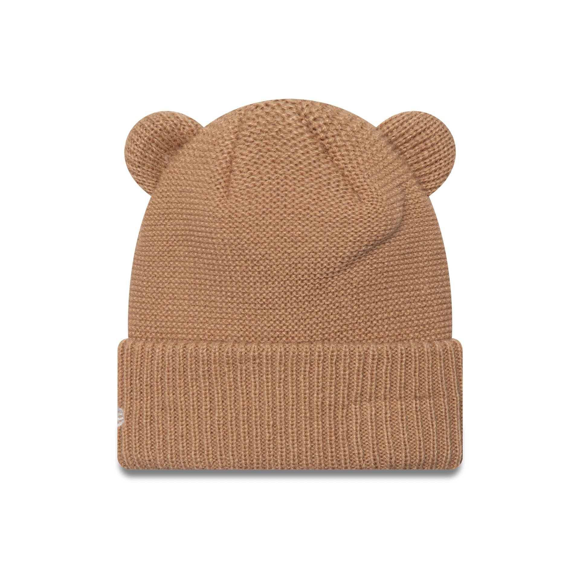 This is a  Child New Era Teddy Bear Ears Beige Cuff Knit Beanie Hat 2