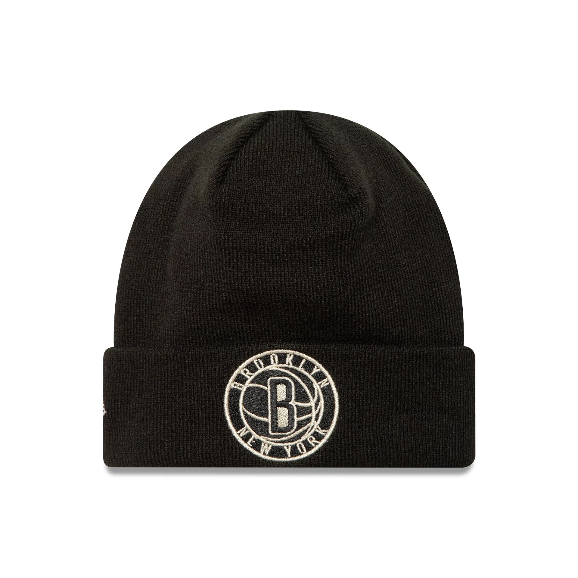 This is a Brooklyn Nets NBA Metallic Black Cuff Knit Beanie Hat 2