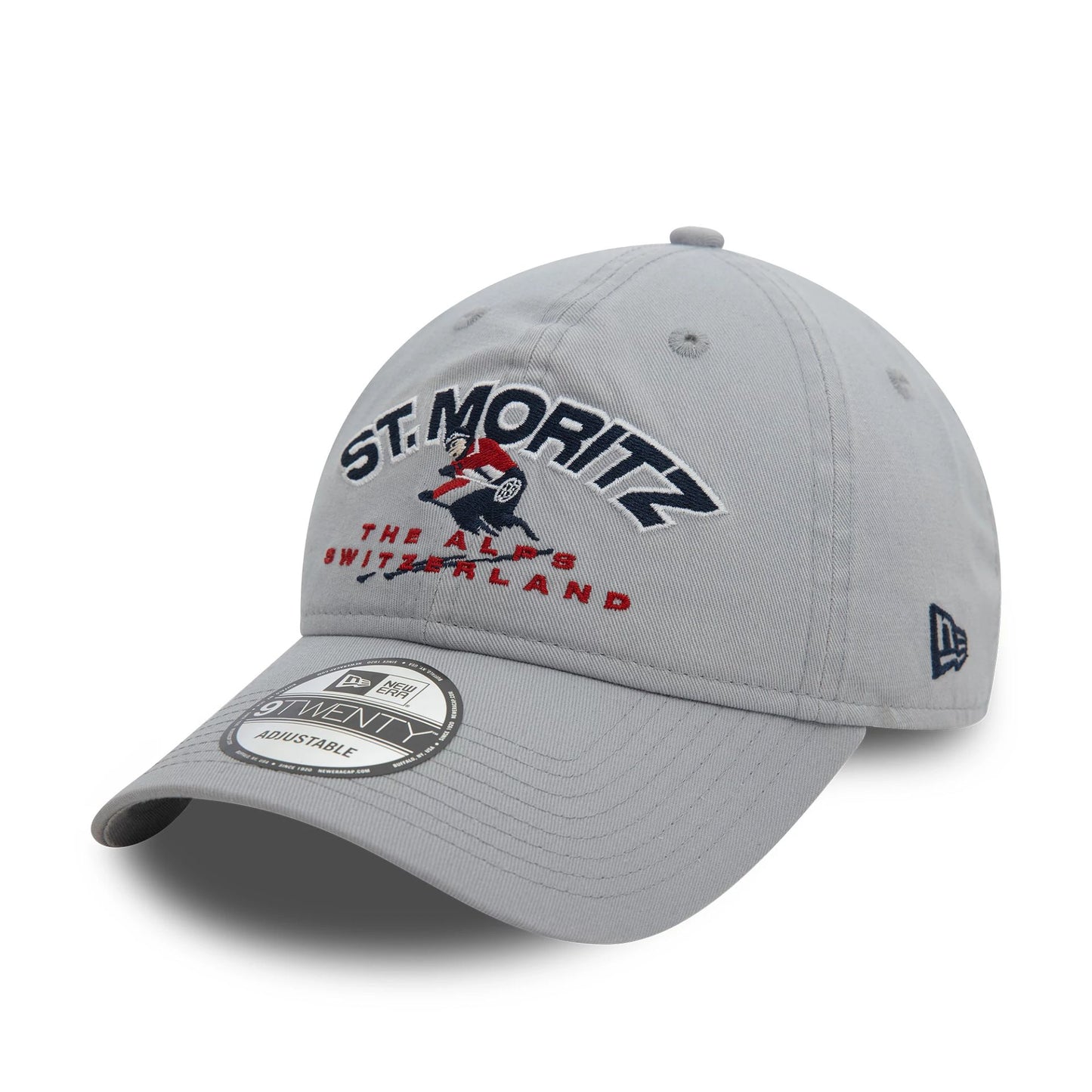 This is a  New Era Washed St. Moritz Ski Grey 9TWENTY Adjustable Cap 1