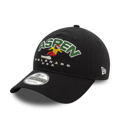 This is a  New Era Washed Aspen Ski Black 9TWENTY Adjustable Cap 1