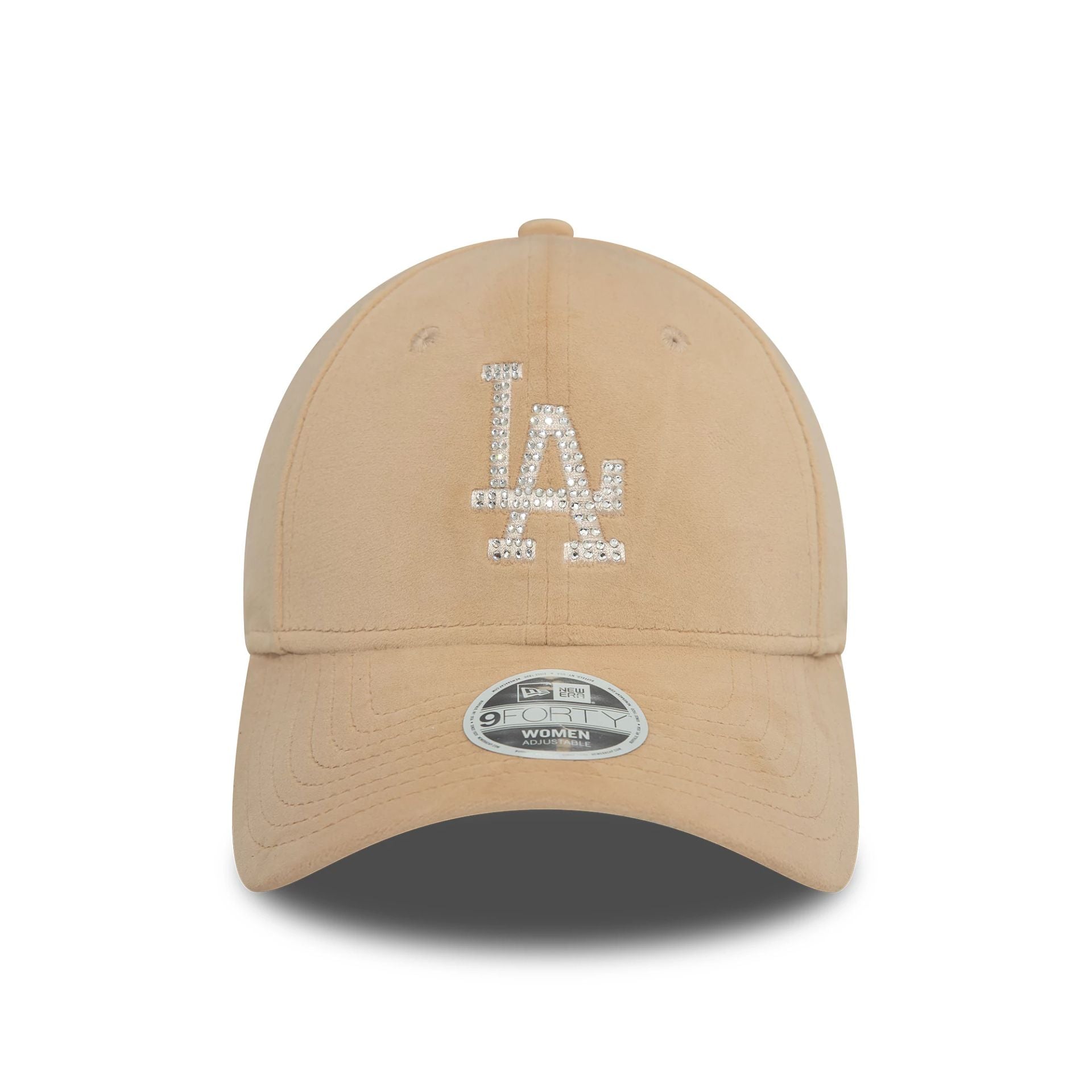 This is a LA Dodgers Womens Velour Diamante Light Beige 9FORTY Adjustable Cap 2