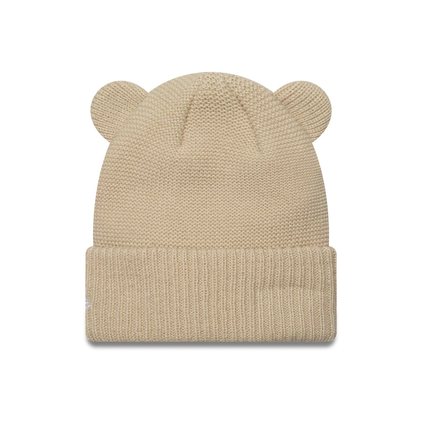 This is a Child New Era Teddy Bear Ears Cream Cuff Knit Beanie Hat 2