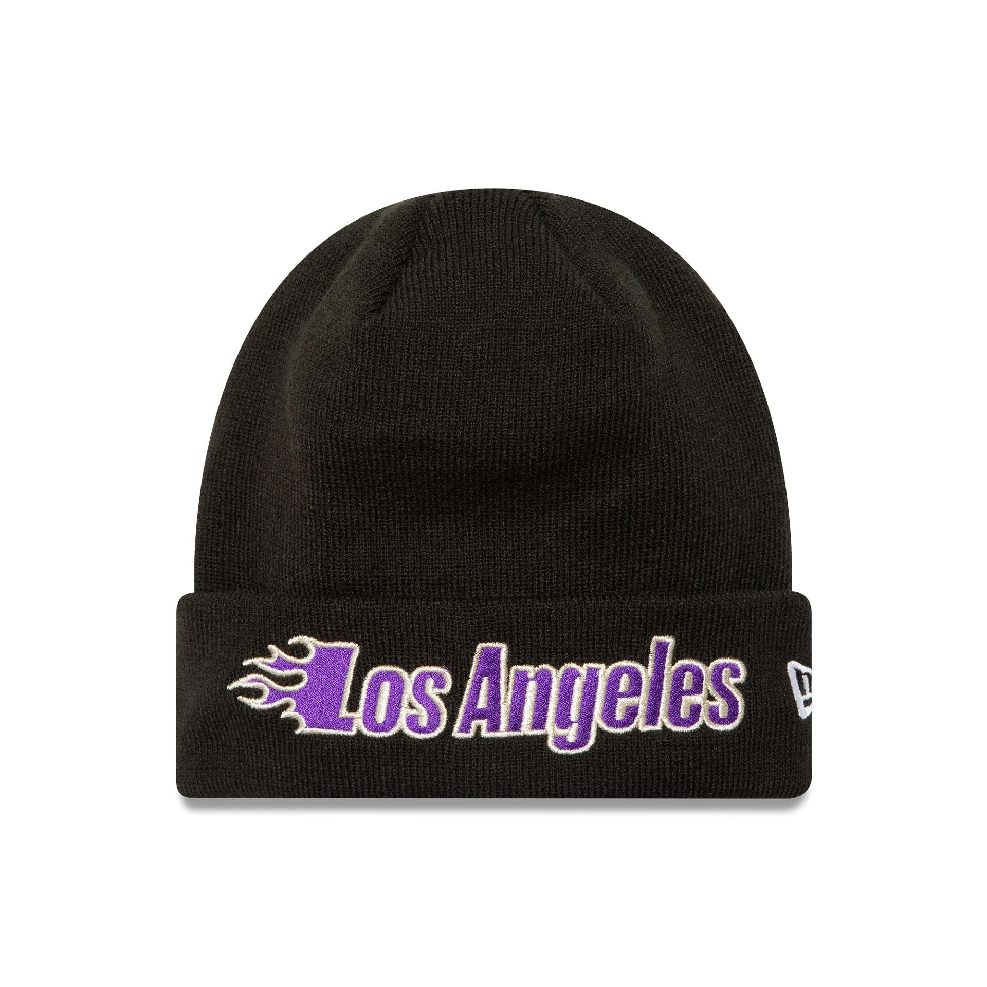 This is a LA Lakers NBA Metallic Black Cuff Knit Beanie Hat 1