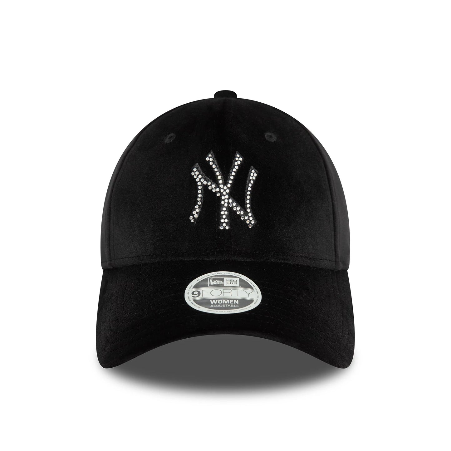 This is a New York Yankees Womens Velour Diamante Black 9FORTY Adjustable Cap 2