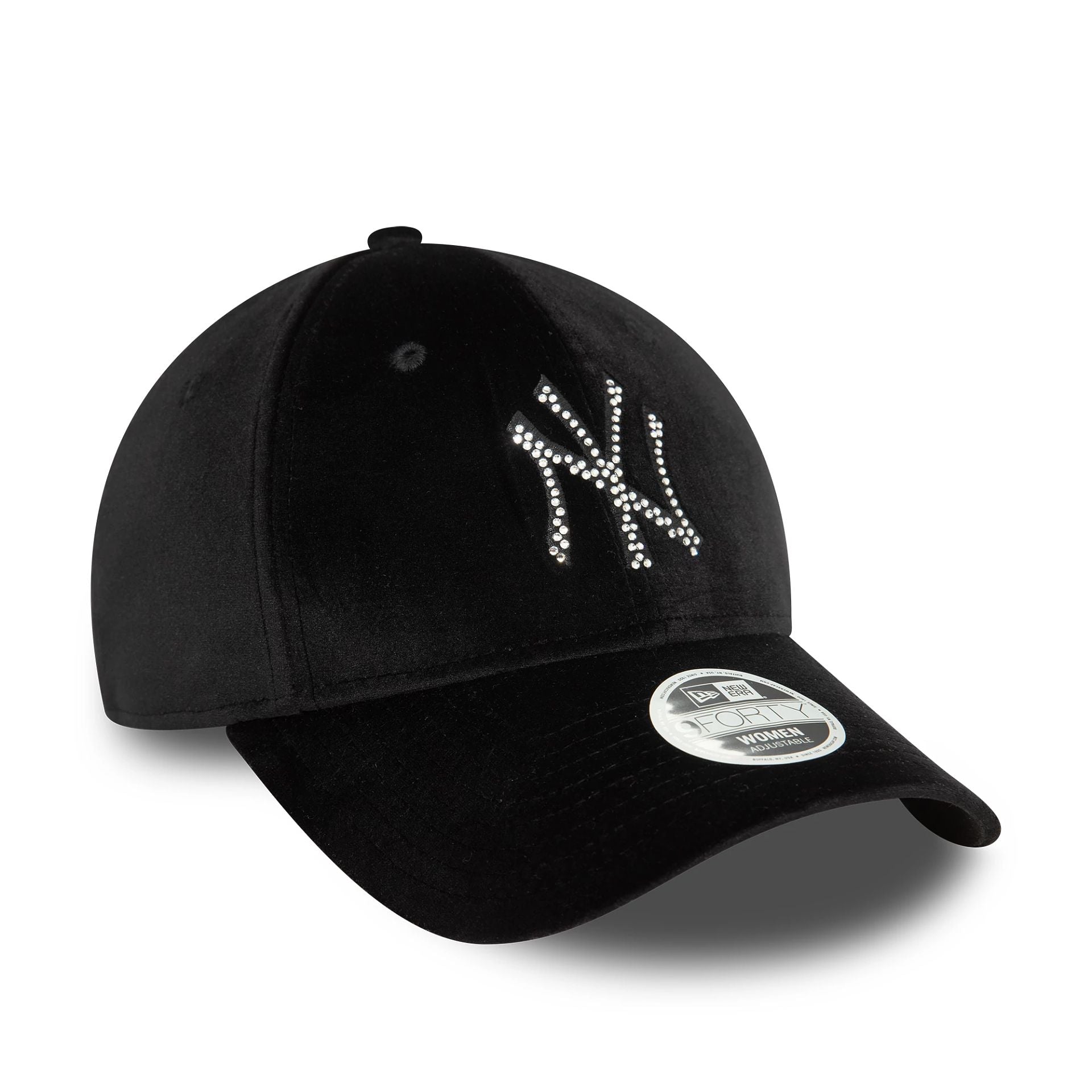 This is a New York Yankees Womens Velour Diamante Black 9FORTY Adjustable Cap 3