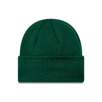 This is a  New Era Metal Pin Dark Green Wide Cuff Knit Beanie Hat 2