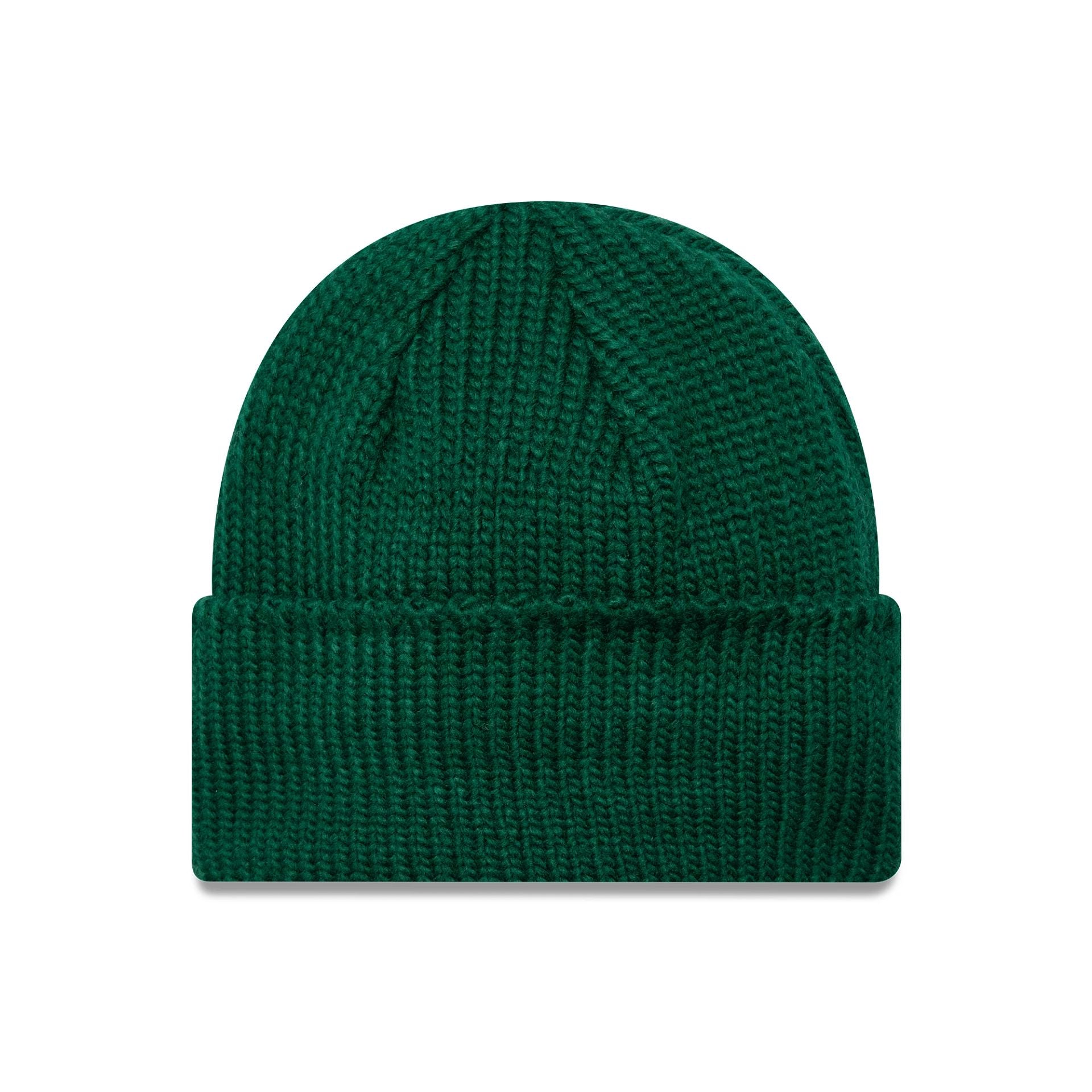 This is a  New Era Metal Pin Dark Green Wide Cuff Knit Beanie Hat 2