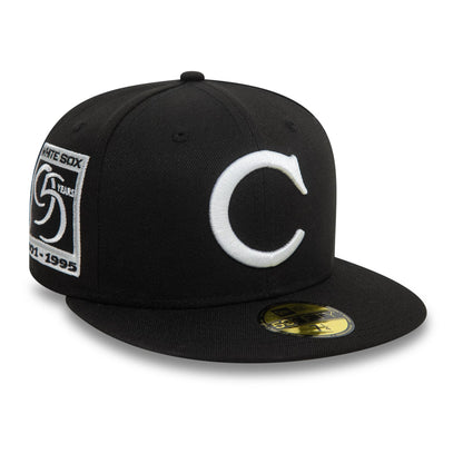 This is a Chicago White Sox MLB Cooperstown Patch Black 59FIFTY Fitted Cap 1