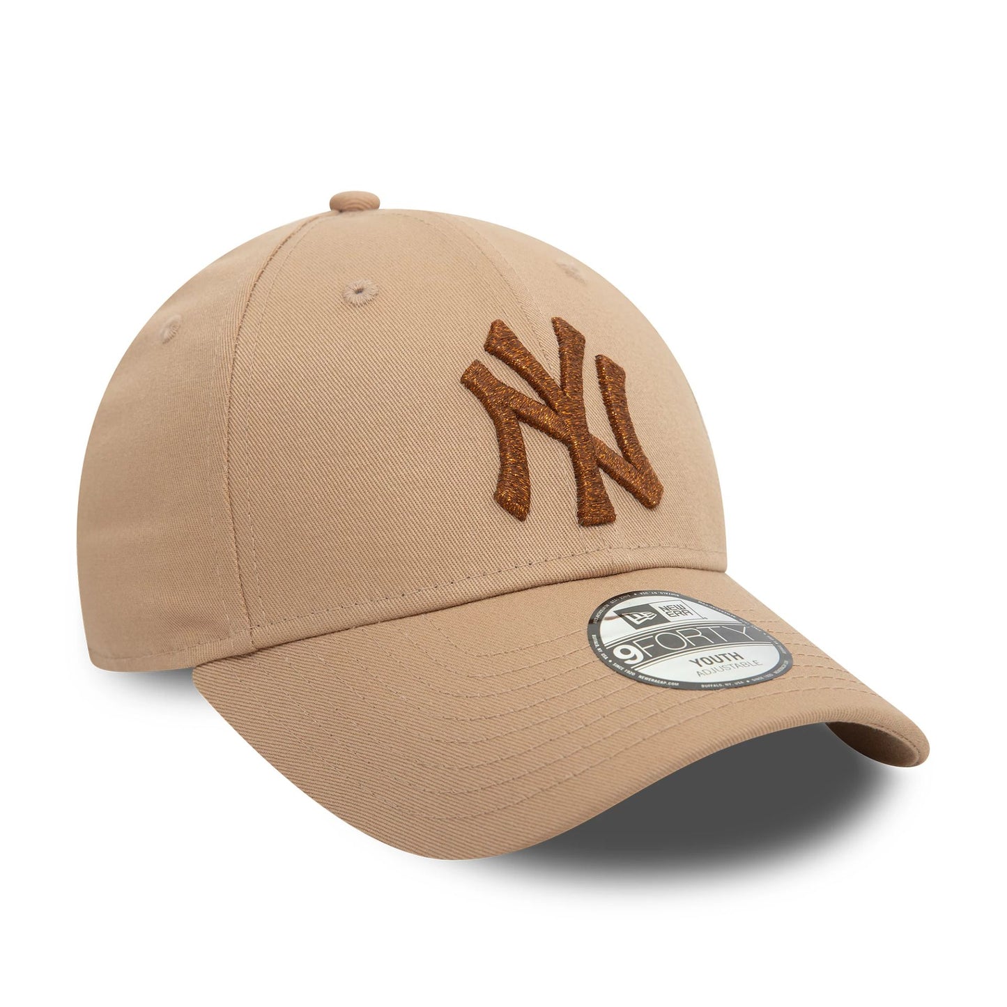 This is a New York Yankees Youth Metallic Beige 9FORTY Adjustable Cap 3