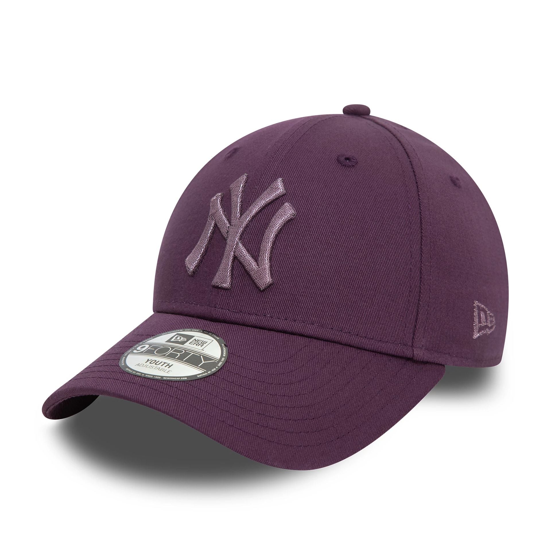 This is a New York Yankees Youth Metallic Dark Purple 9FORTY Adjustable Cap 1