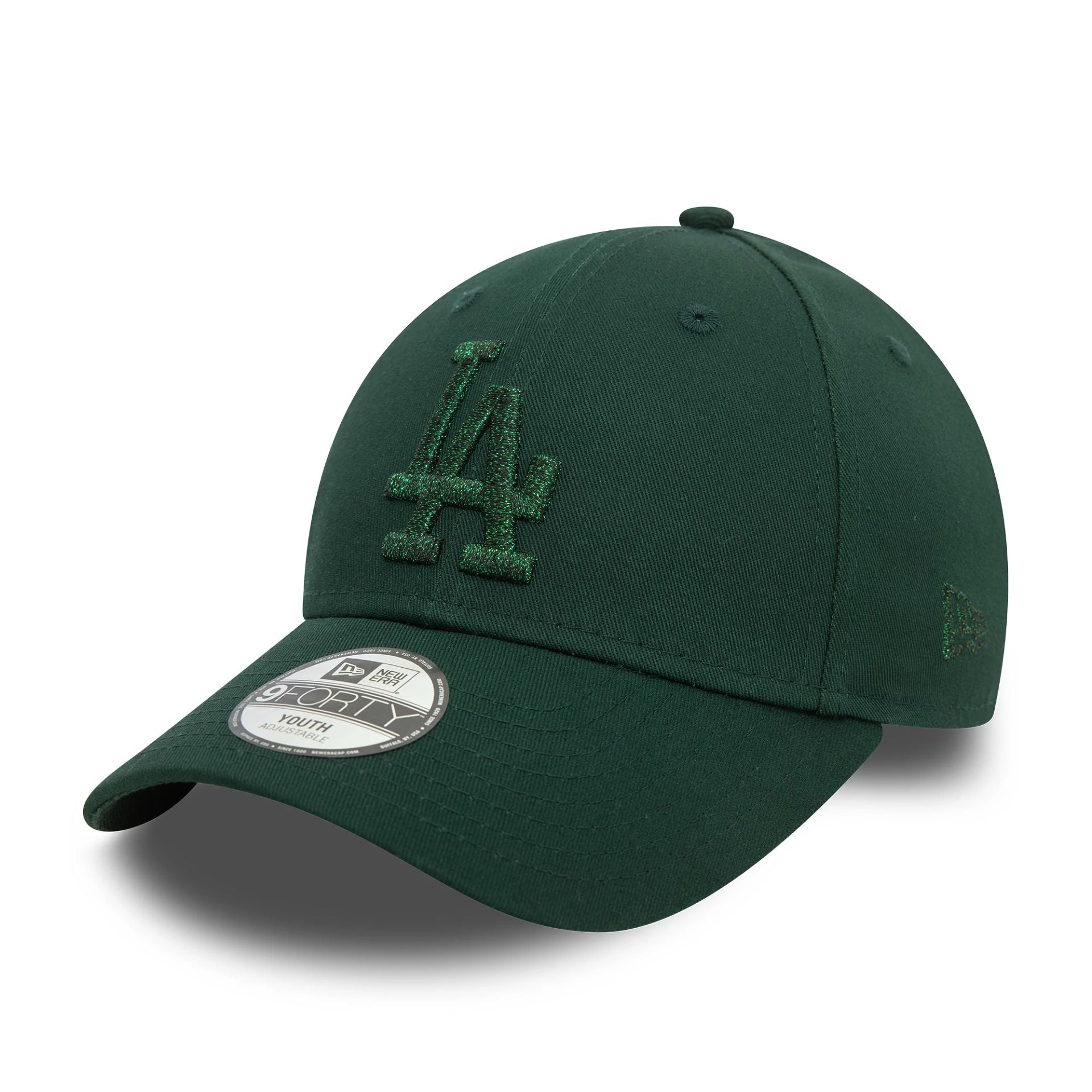 This is a LA Dodgers Youth Metallic Dark Green 9FORTY Adjustable Cap 1