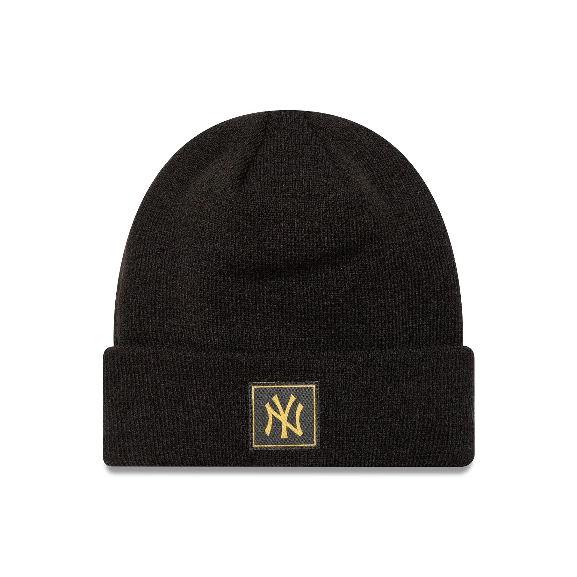 This is a New York Yankees Youth Metallic Black Cuff Knit Beanie Hat 1