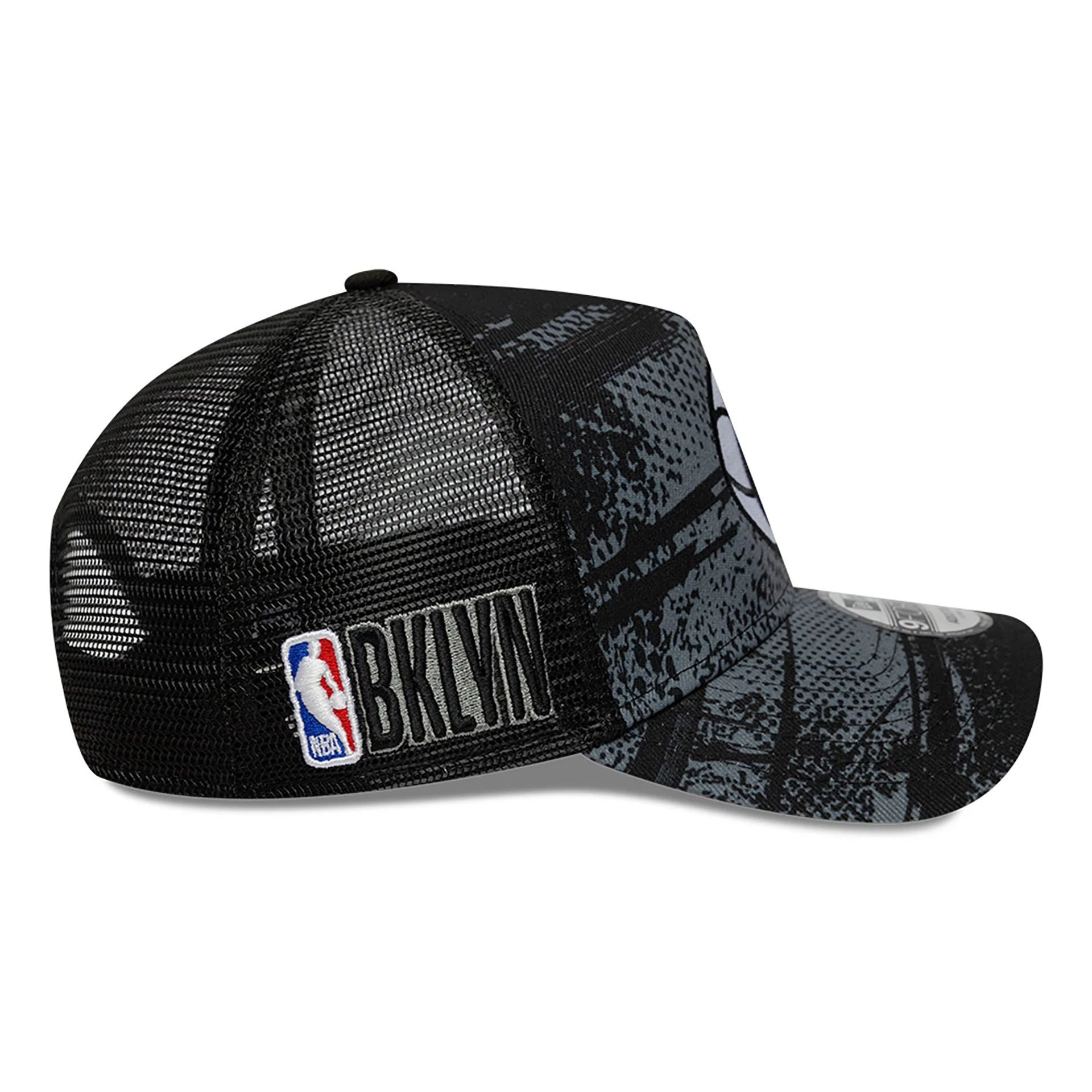 This is a Brooklyn Nets NBA Tip Off Charcoal 9FORTY A-Frame Adjustable Cap 6