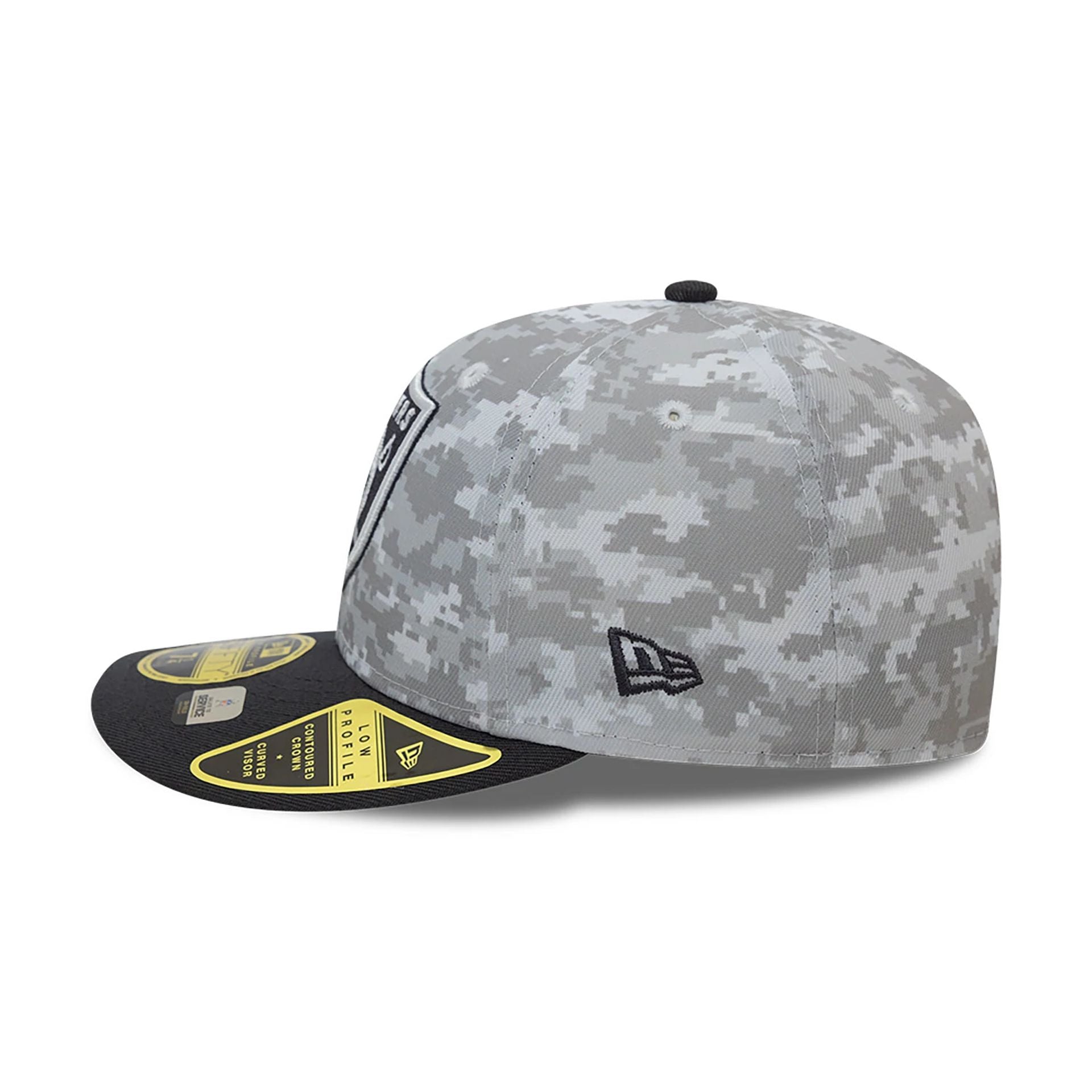 This is a Las Vegas Raiders NFL Salute To Service 2024 Charcoal Low Profile 59FIFTY Fitted Cap 7