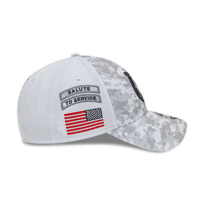 This is a Indianapolis Colts NFL Salute To Service 2024 White 9FORTY Stretch Snap Adjustable Cap 6