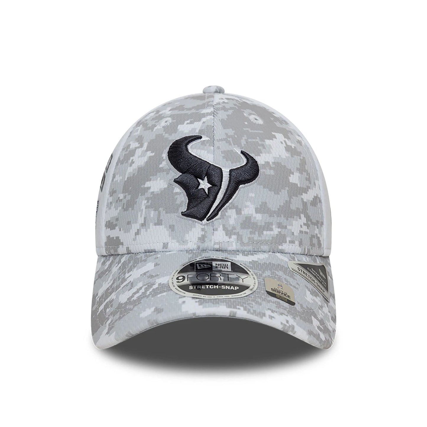 This is a Houston Texans NFL Salute To Service 2024 White 9FORTY Stretch Snap Adjustable Cap 3