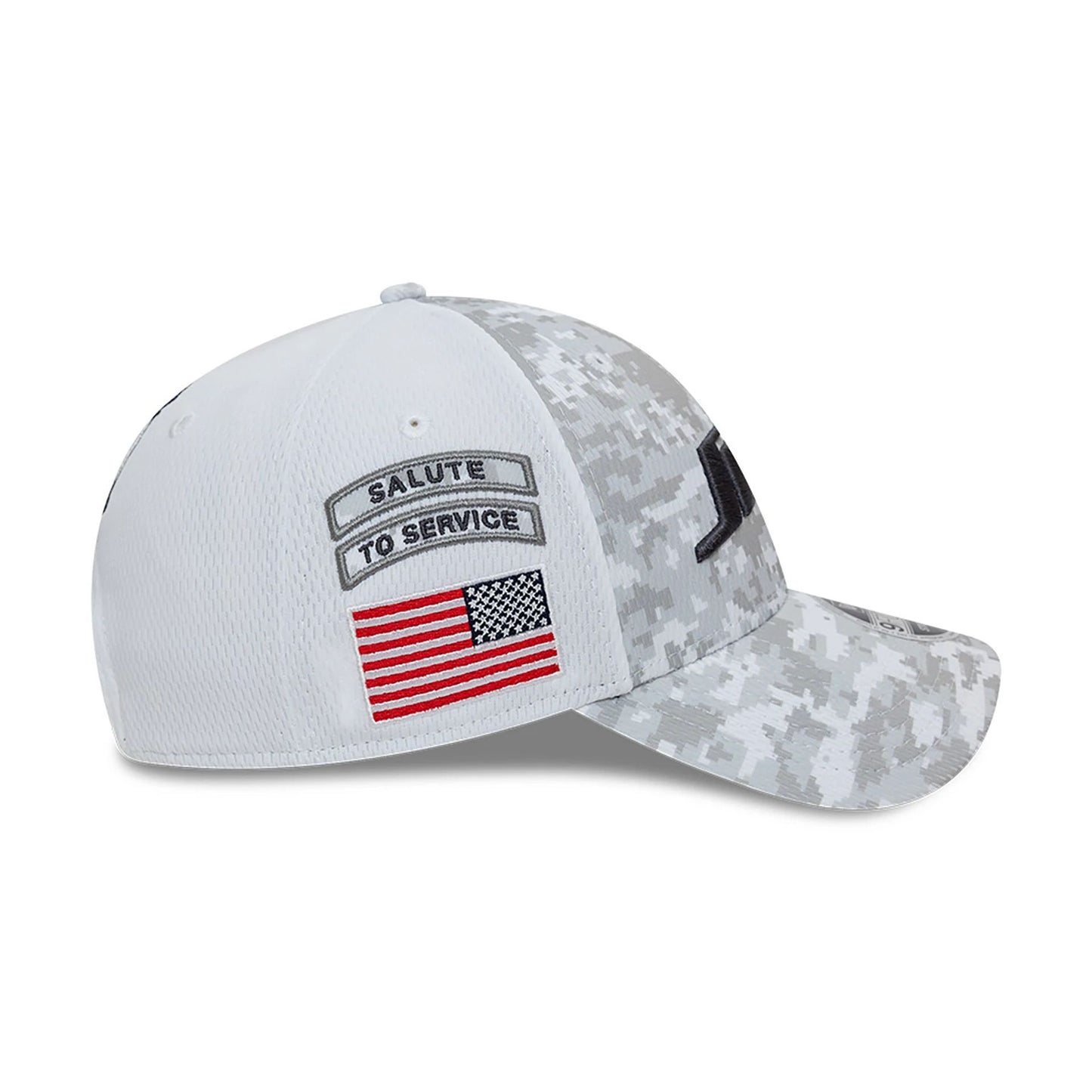 This is a New York Jets NFL Salute To Service 2024 White 9FORTY Stretch Snap Adjustable Cap 6