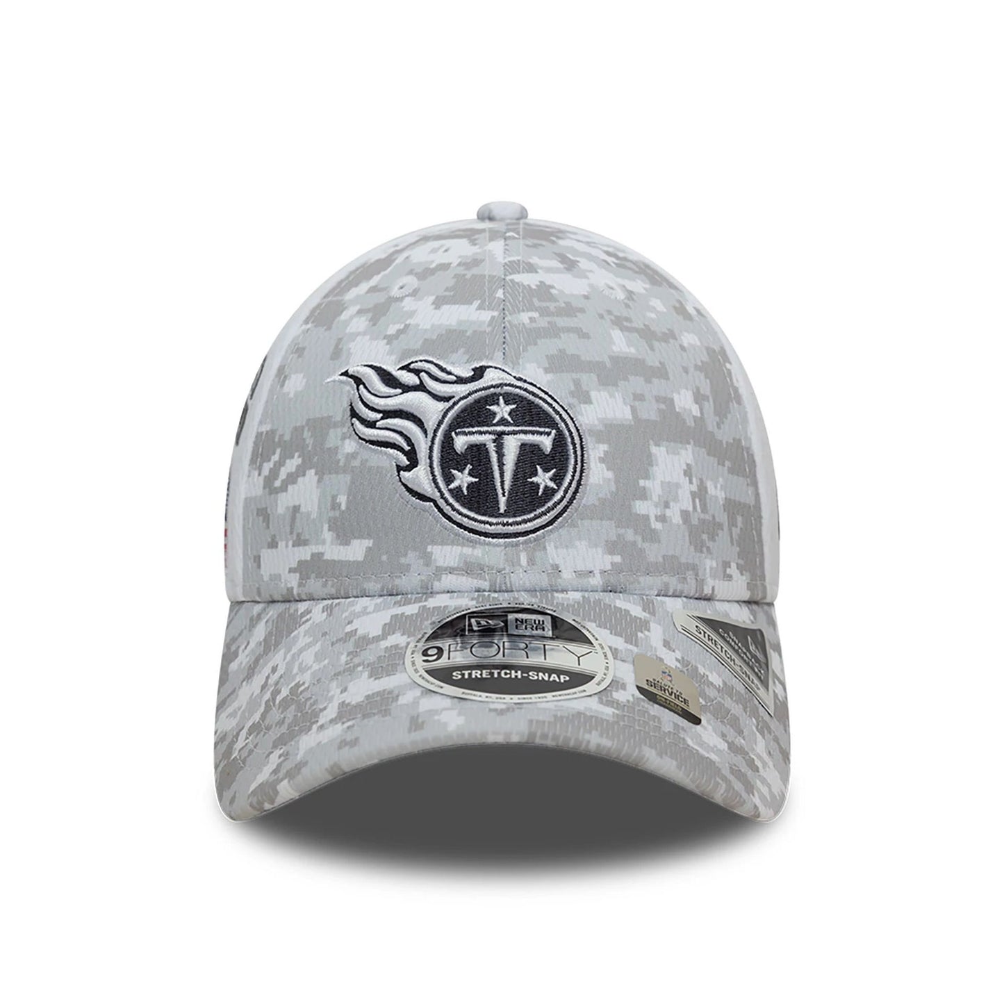 This is a Tennessee Titans NFL Salute To Service 2024 White 9FORTY Stretch Snap Adjustable Cap 3