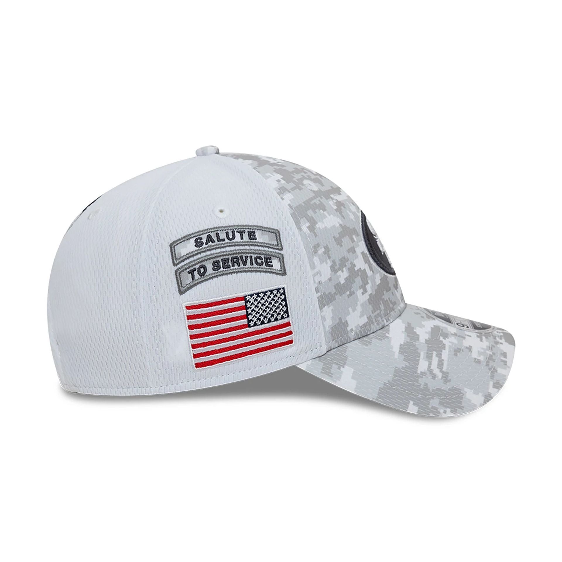 This is a San Francisco 49ers NFL Salute To Service 2024 White 9FORTY Stretch Snap Adjustable Cap 5