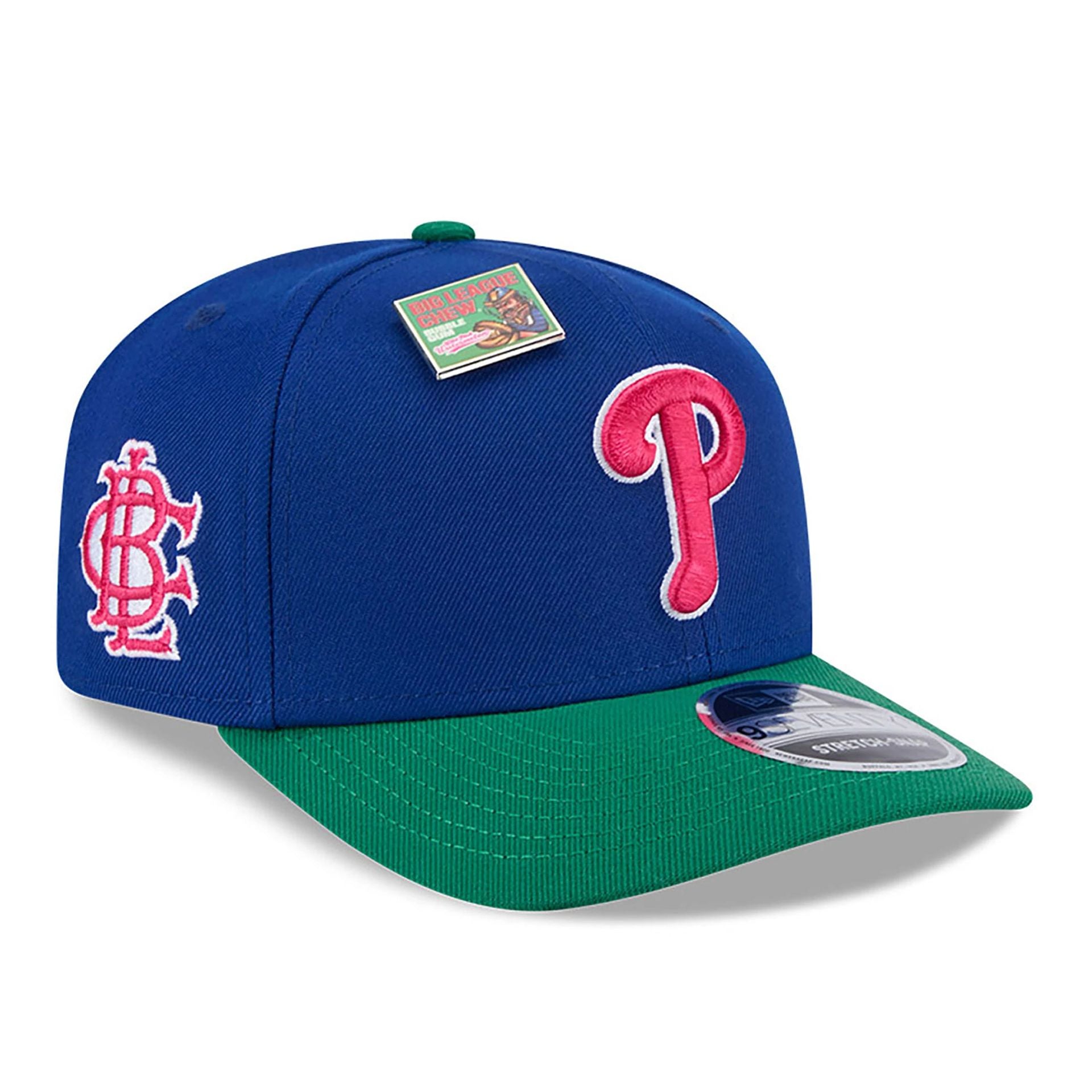 This is a Philadelphia Phillies Big League Chew Blue 9SEVENTY Stretch Snap Cap 1