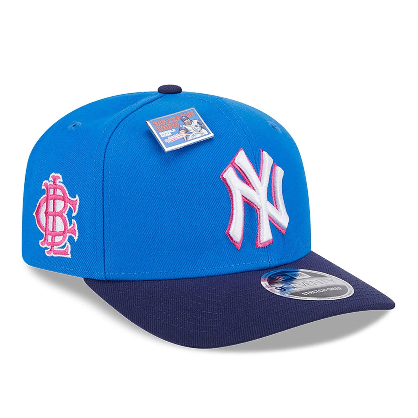 This is a New York Yankees Big League Chew Blue 9SEVENTY Stretch Snap Cap 1