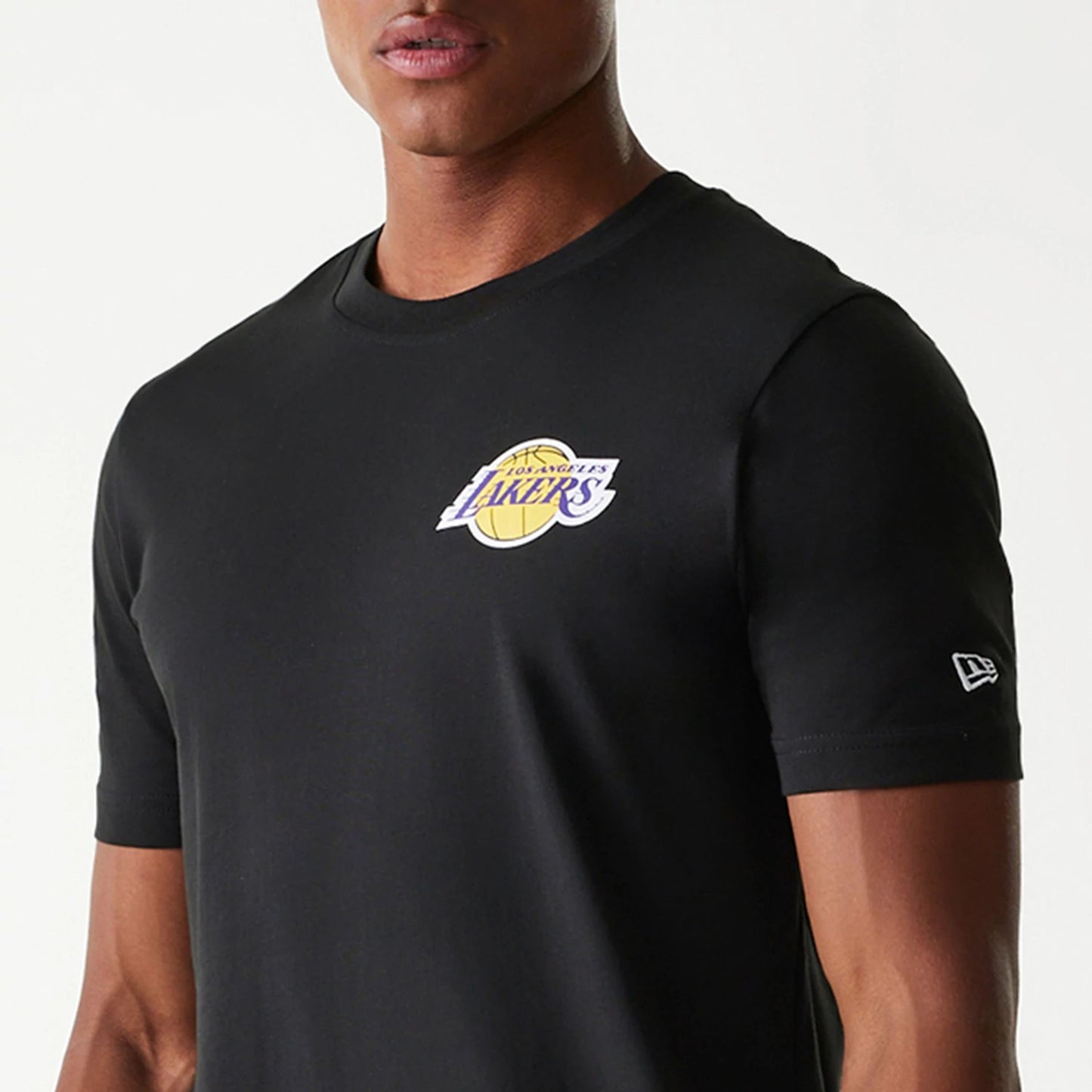 The Male model is wearing LA Lakers NBA Tip Off Black T-Shirt 3