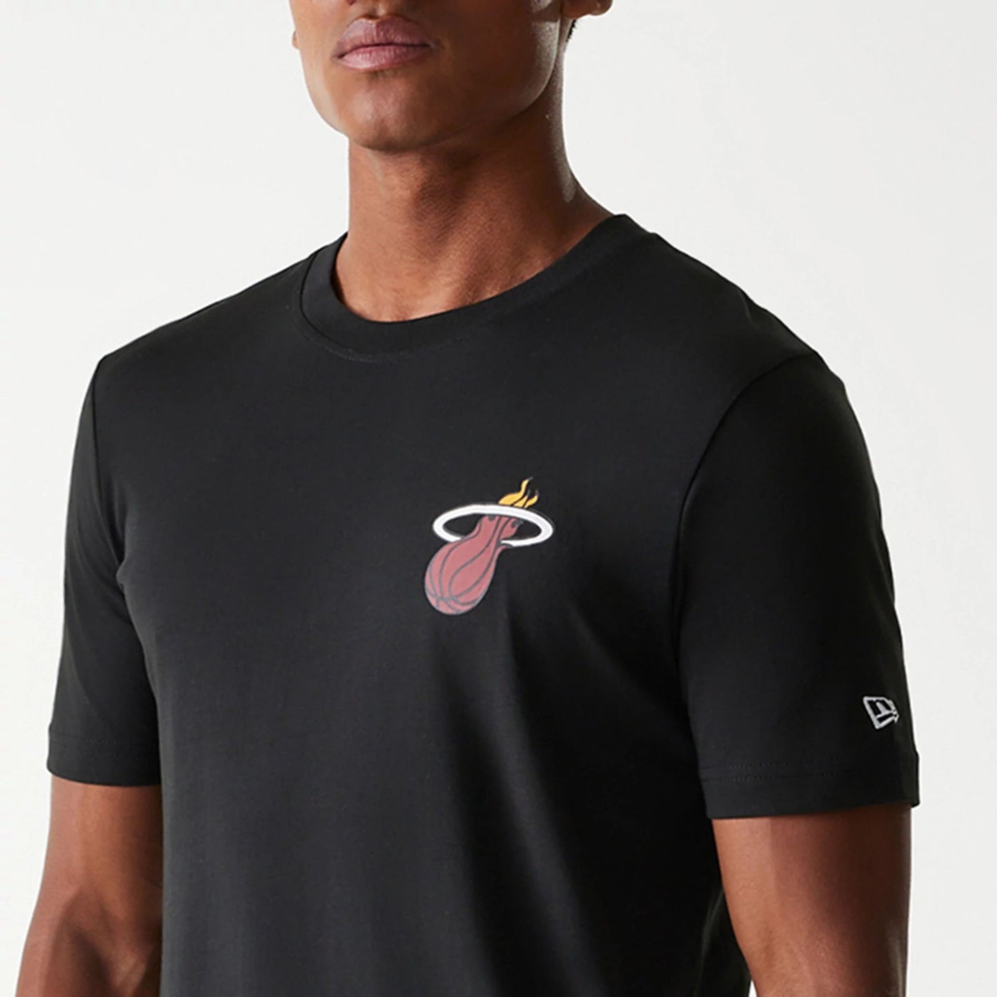 The Male model is wearing Miami Heat NBA Tip Off Black T-Shirt 3