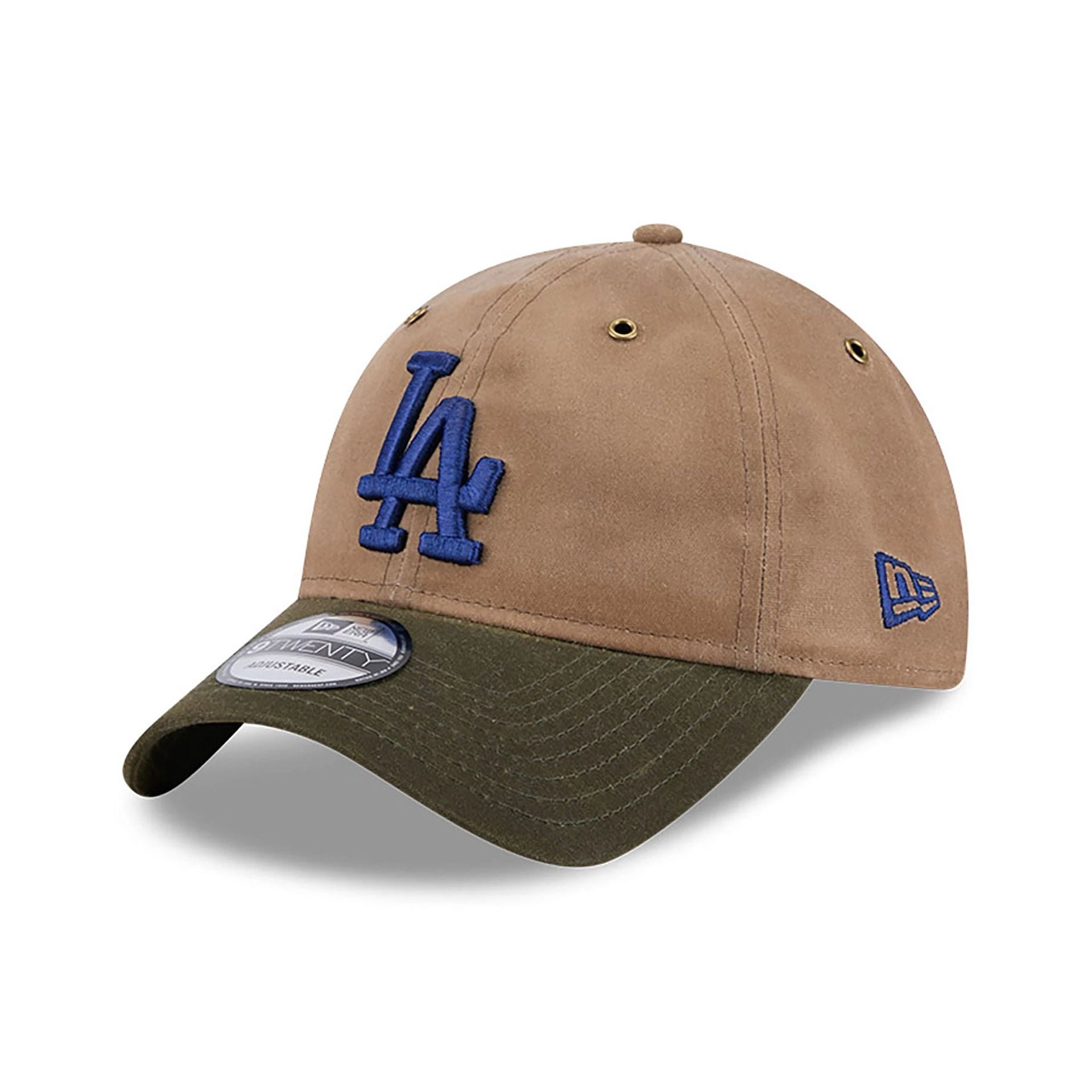 This is a LA Dodgers Wax Canvas Brown 9TWENTY Adjustable Cap 1