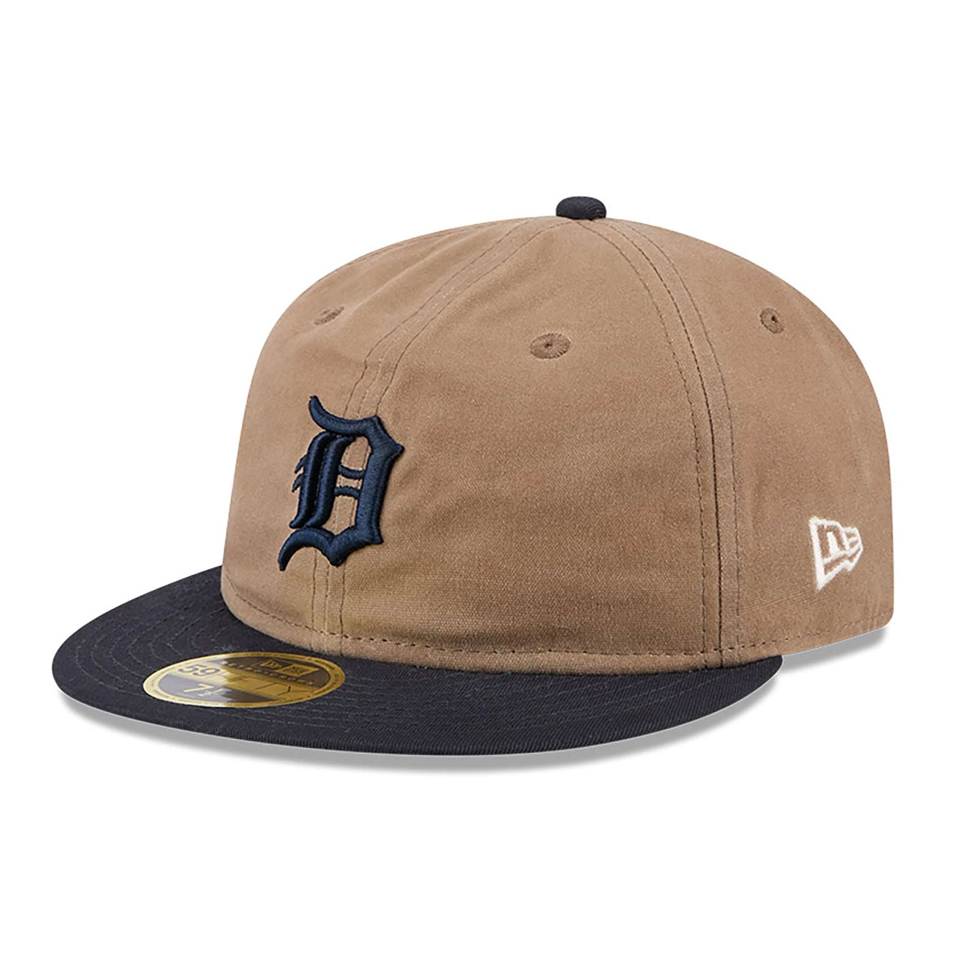 This is a Detroit Tigers Wax Canvas Khaki Retro Crown 59FIFTY Fitted Cap 1