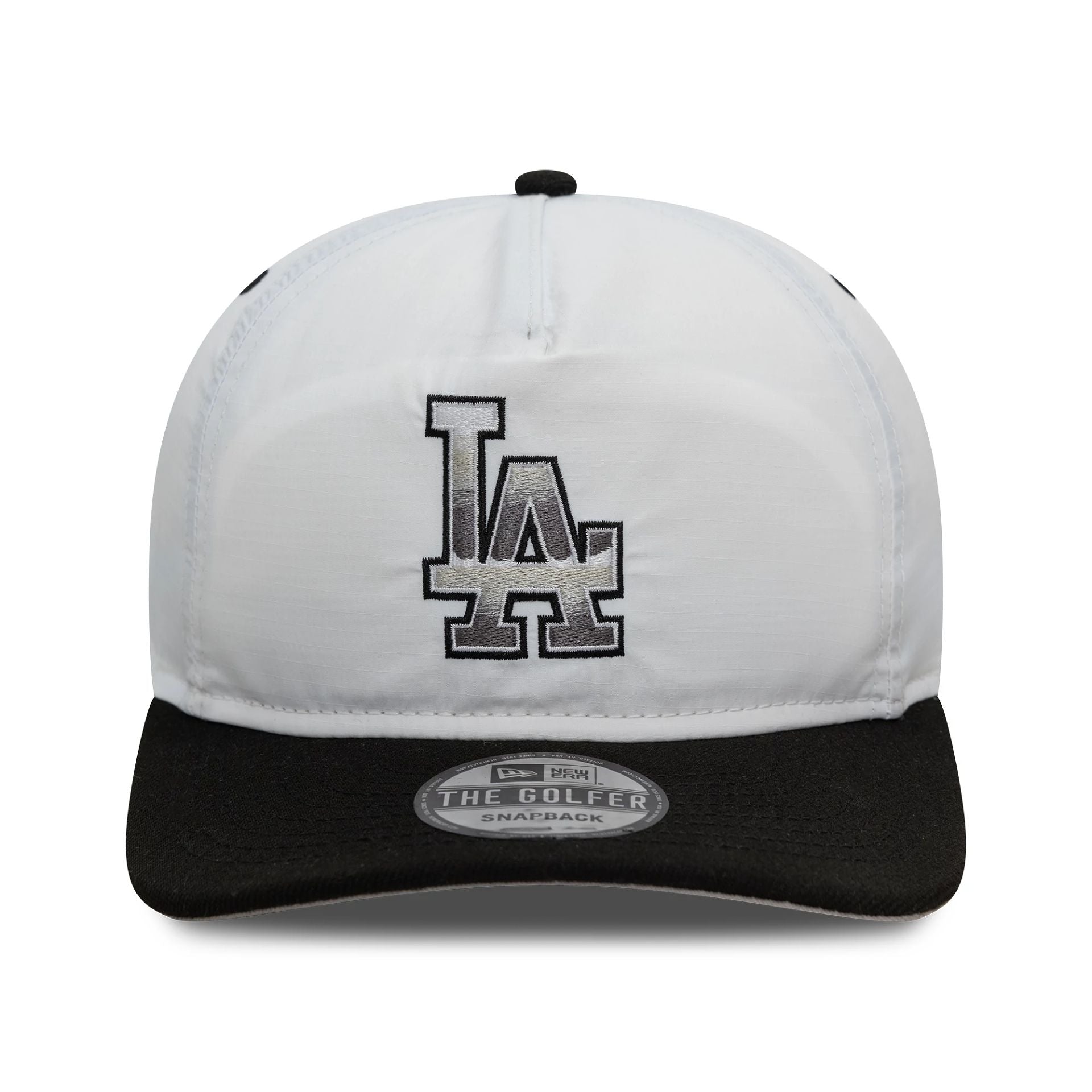 This is a LA Dodgers Chrome Logo White Golfer Snapback Cap 2