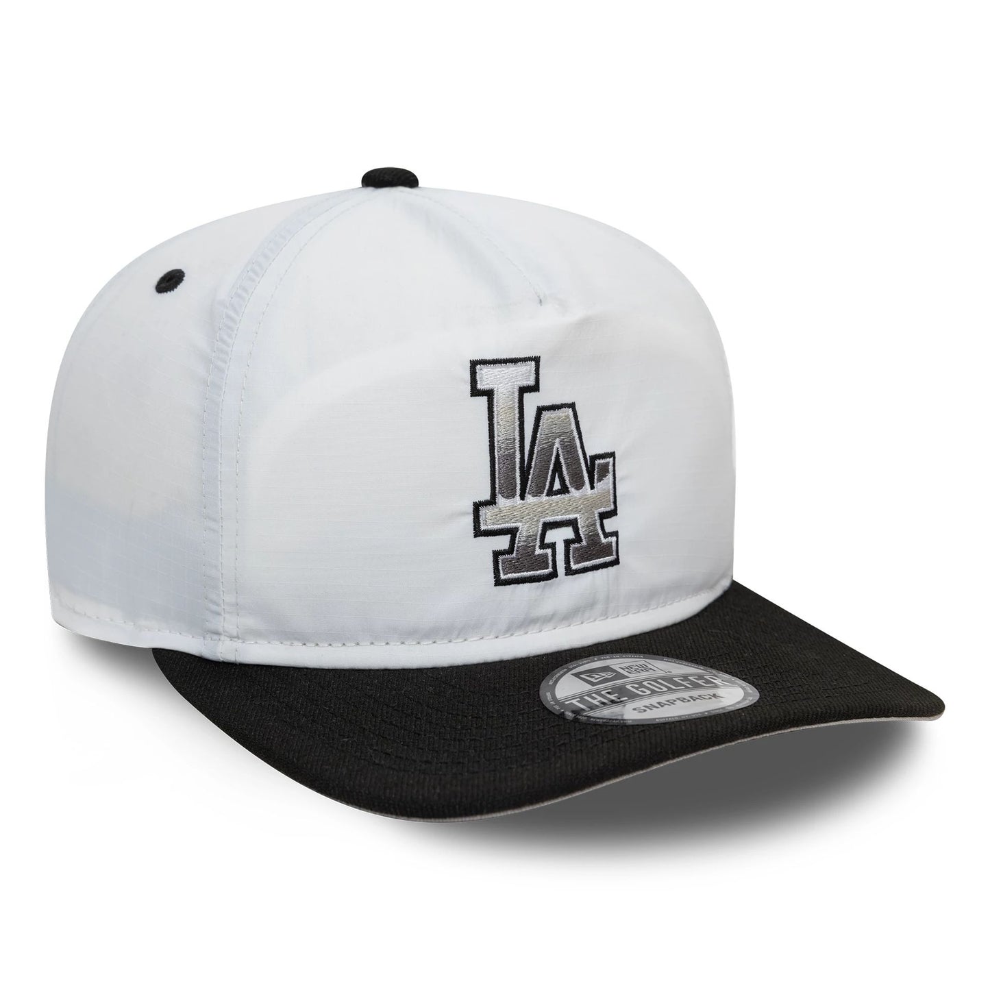 This is a LA Dodgers Chrome Logo White Golfer Snapback Cap 3