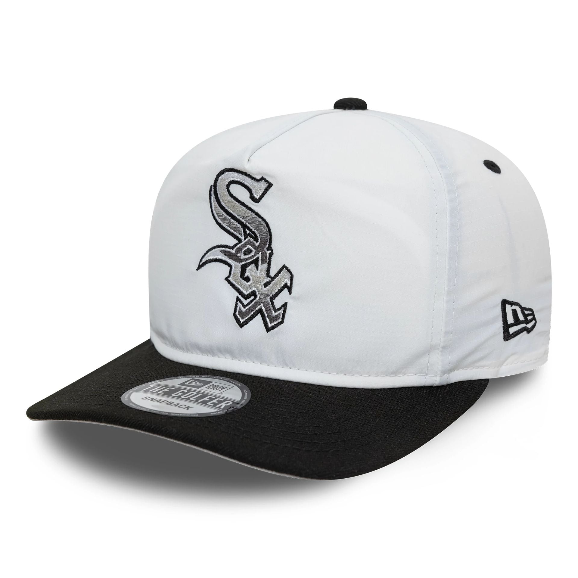 This is a Chicago White Sox Chrome Logo White Golfer Snapback Cap 1