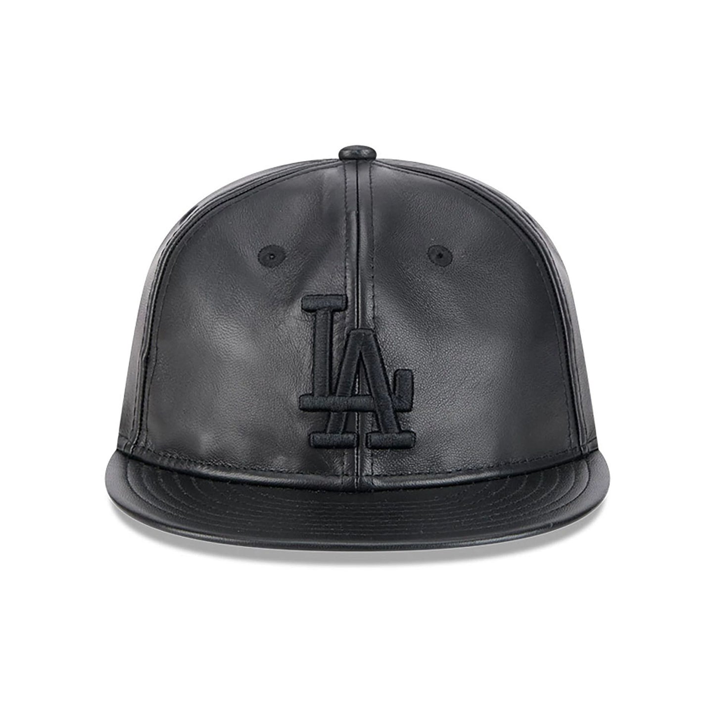 This is a LA Dodgers Genuine Leather Black Retro Crown 9FIFTY Strapback Cap 3