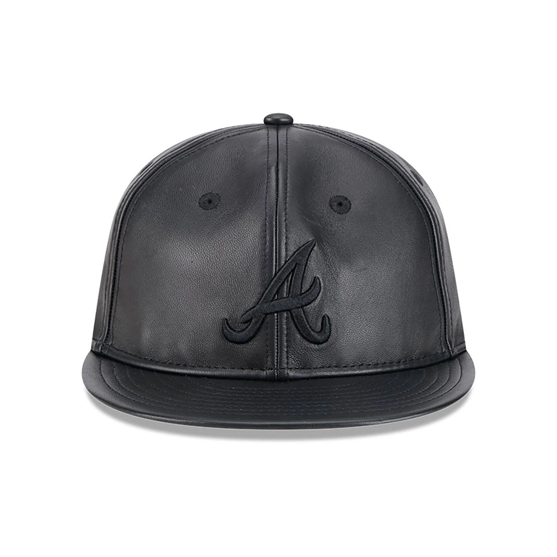 This is a Atlanta Braves Genuine Leather Black Retro Crown 9FIFTY Strapback Cap 3