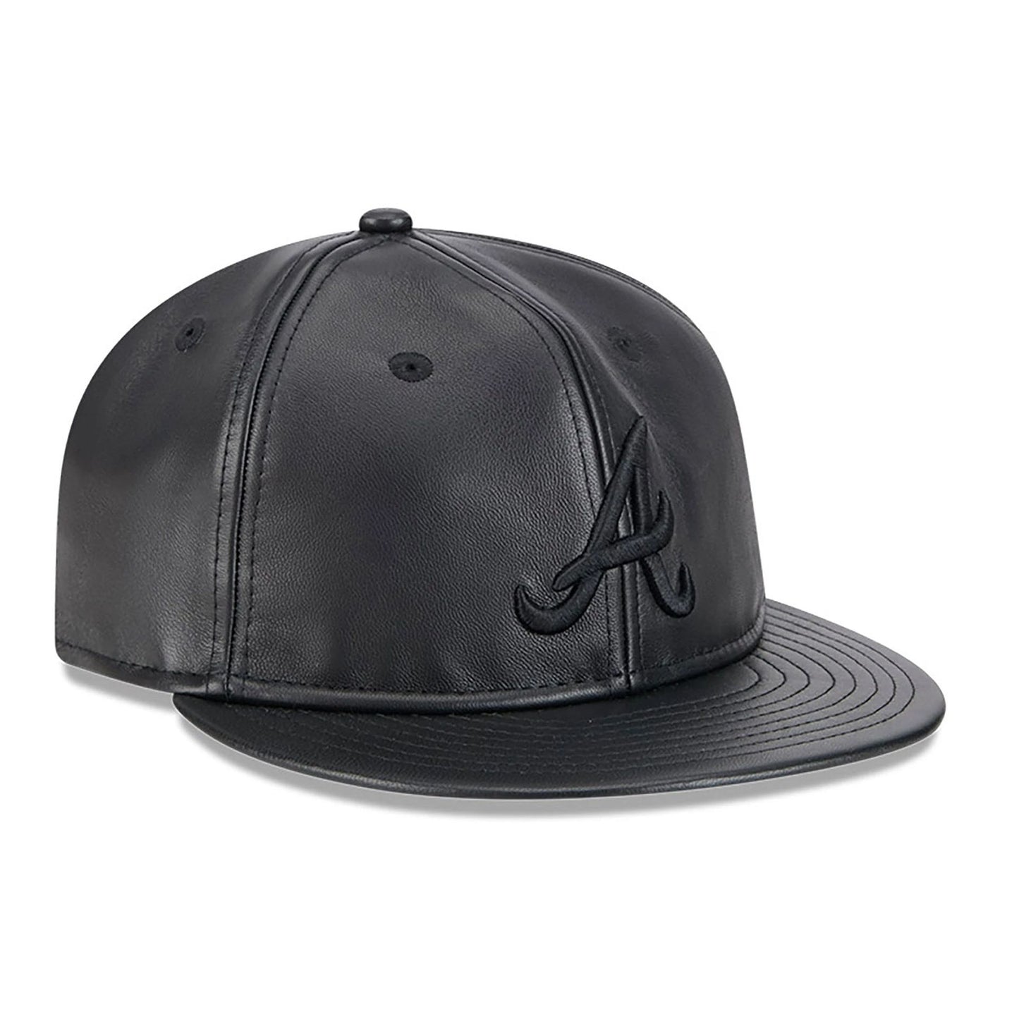 This is a Atlanta Braves Genuine Leather Black Retro Crown 9FIFTY Strapback Cap 4