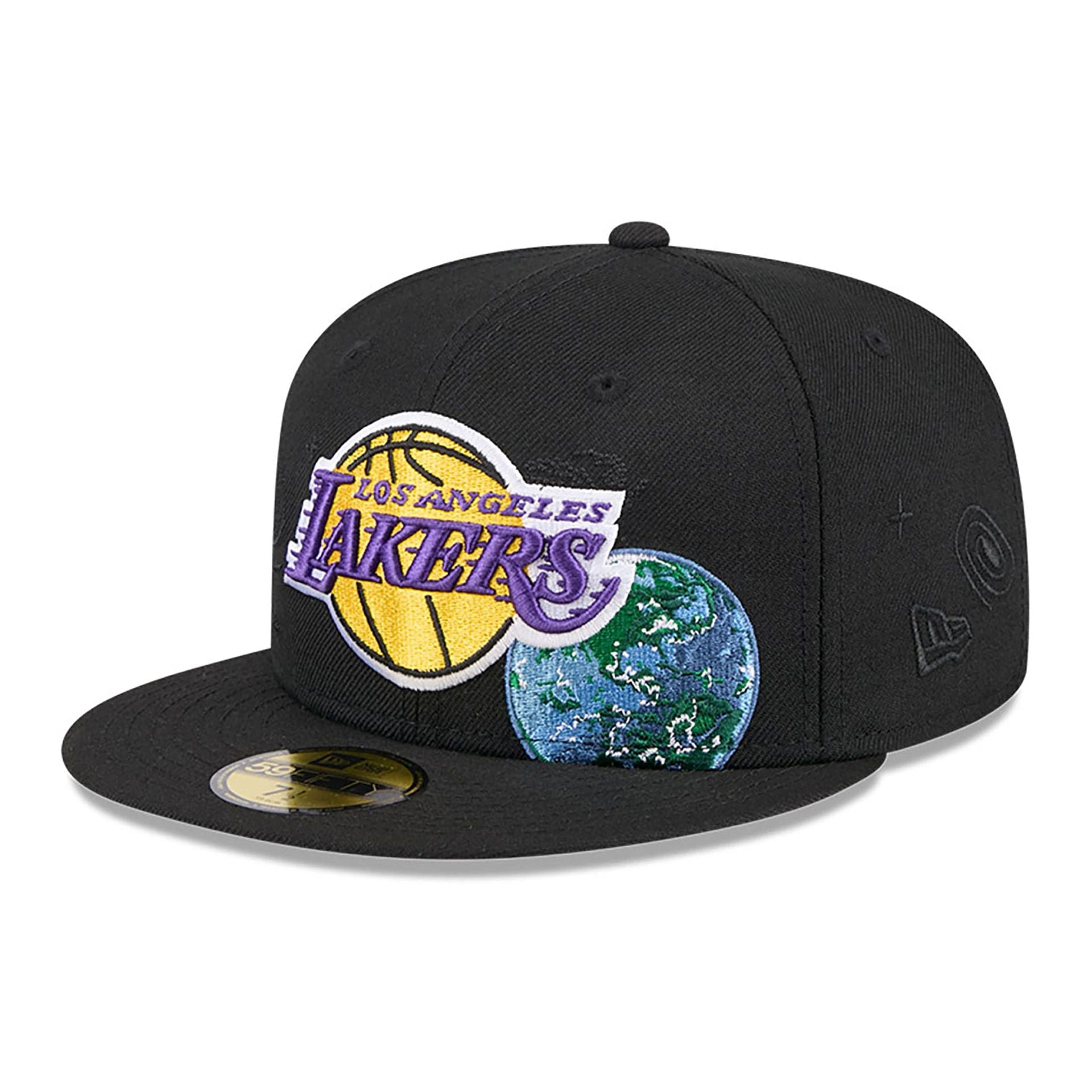 This is a LA Lakers Global Black 59FIFTY Fitted Cap 1