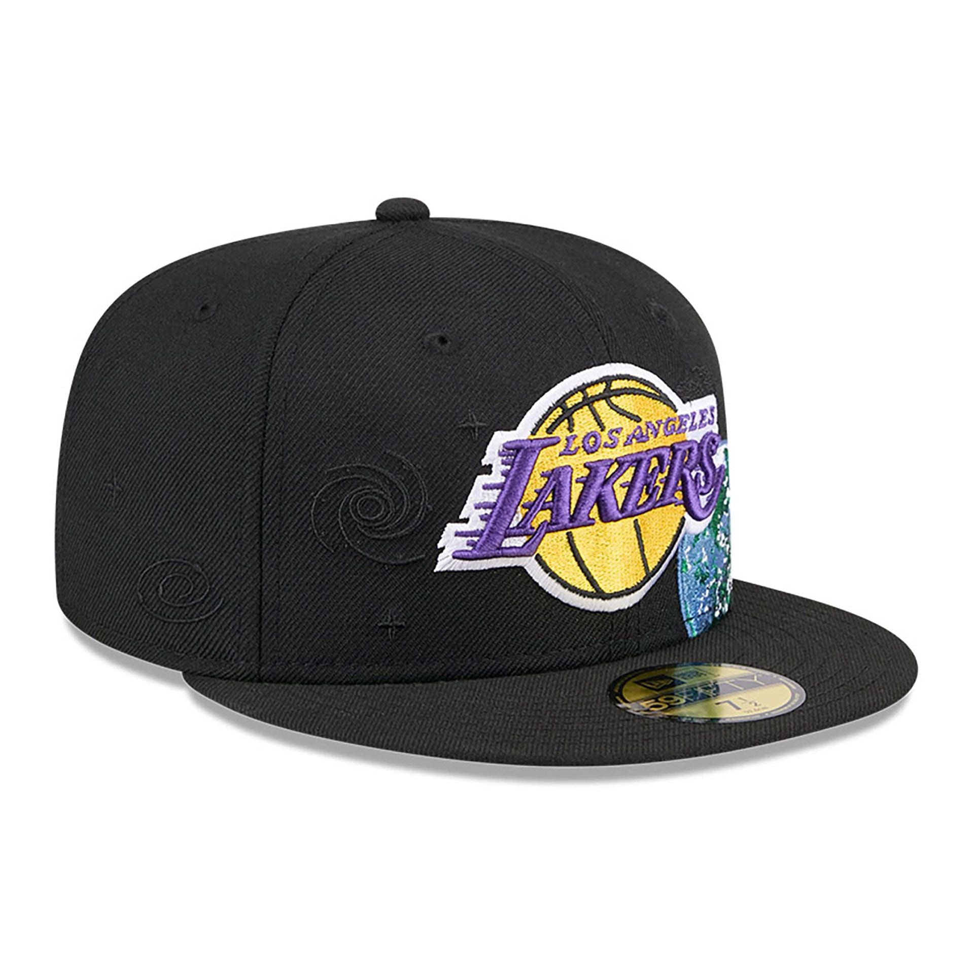 This is a LA Lakers Global Black 59FIFTY Fitted Cap 4