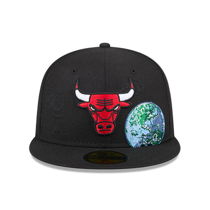 This is a Chicago Bulls Global Black 59FIFTY Fitted Cap 3