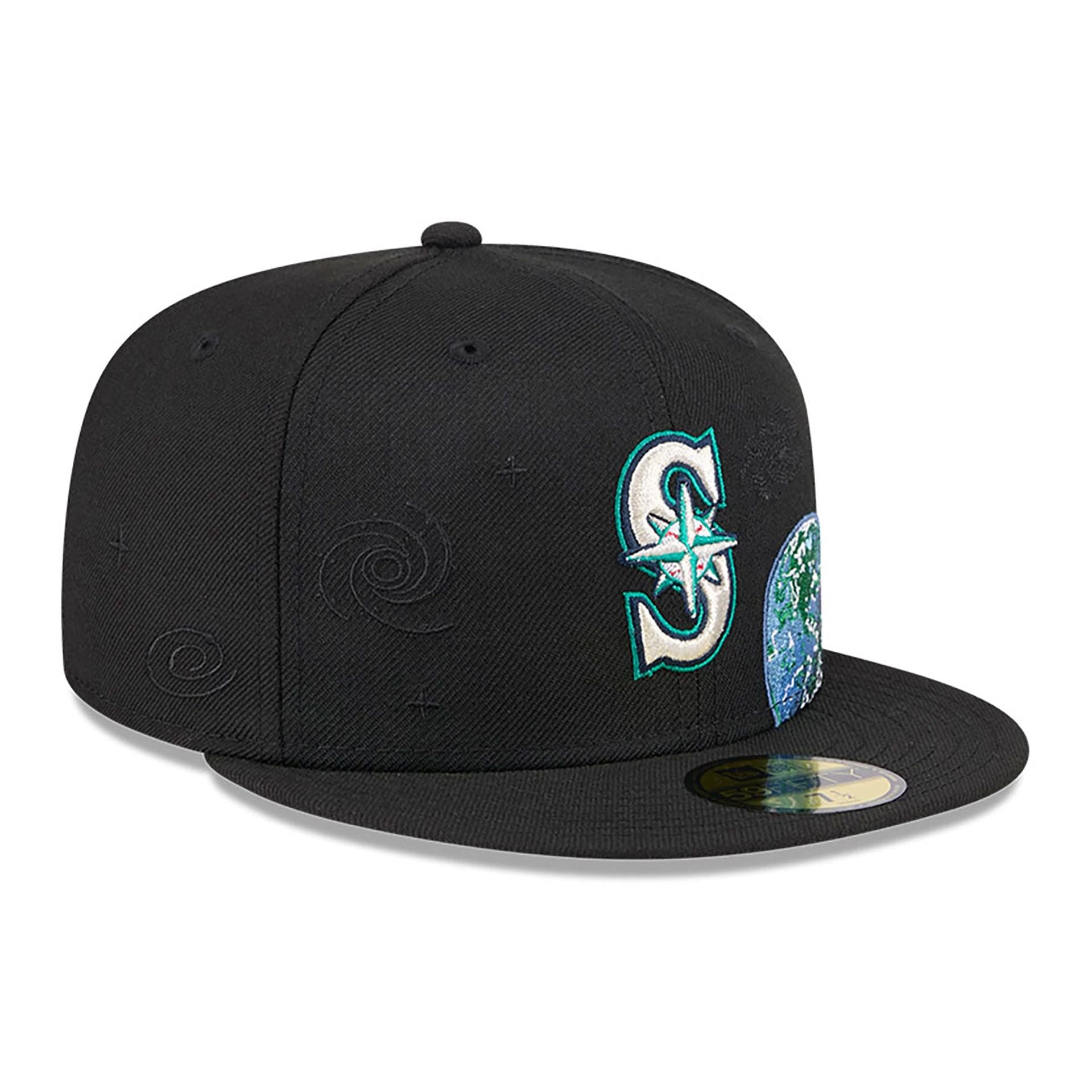 This is a Seattle Mariners Global Black 59FIFTY Fitted Cap 4