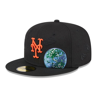 This is a New York Mets Global Black 59FIFTY Fitted Cap 1