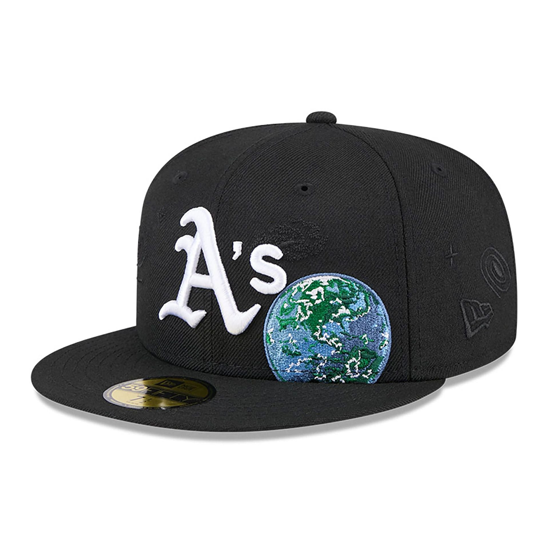 This is a Oakland Athletics Global Black 59FIFTY Fitted Cap 1