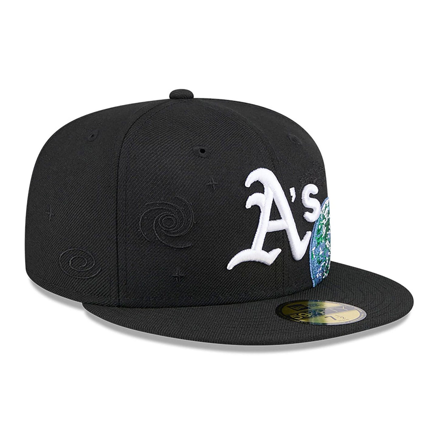 This is a Oakland Athletics Global Black 59FIFTY Fitted Cap 4