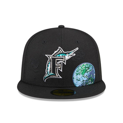 This is a Miami Marlins Global Black 59FIFTY Fitted Cap 3