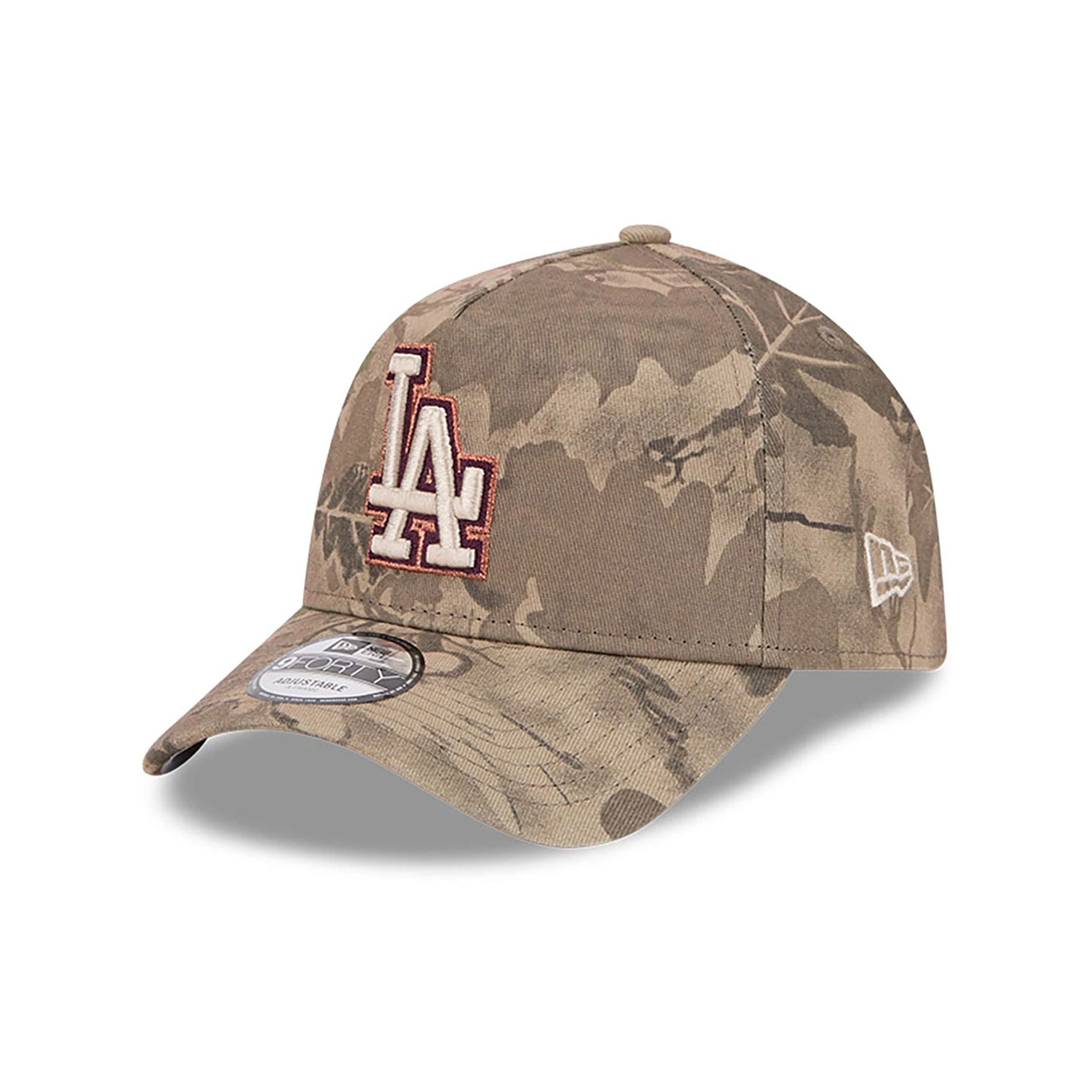 This is a LA Dodgers Leaf Camo assorted print 9FORTY A-Frame Adjustable Cap 1