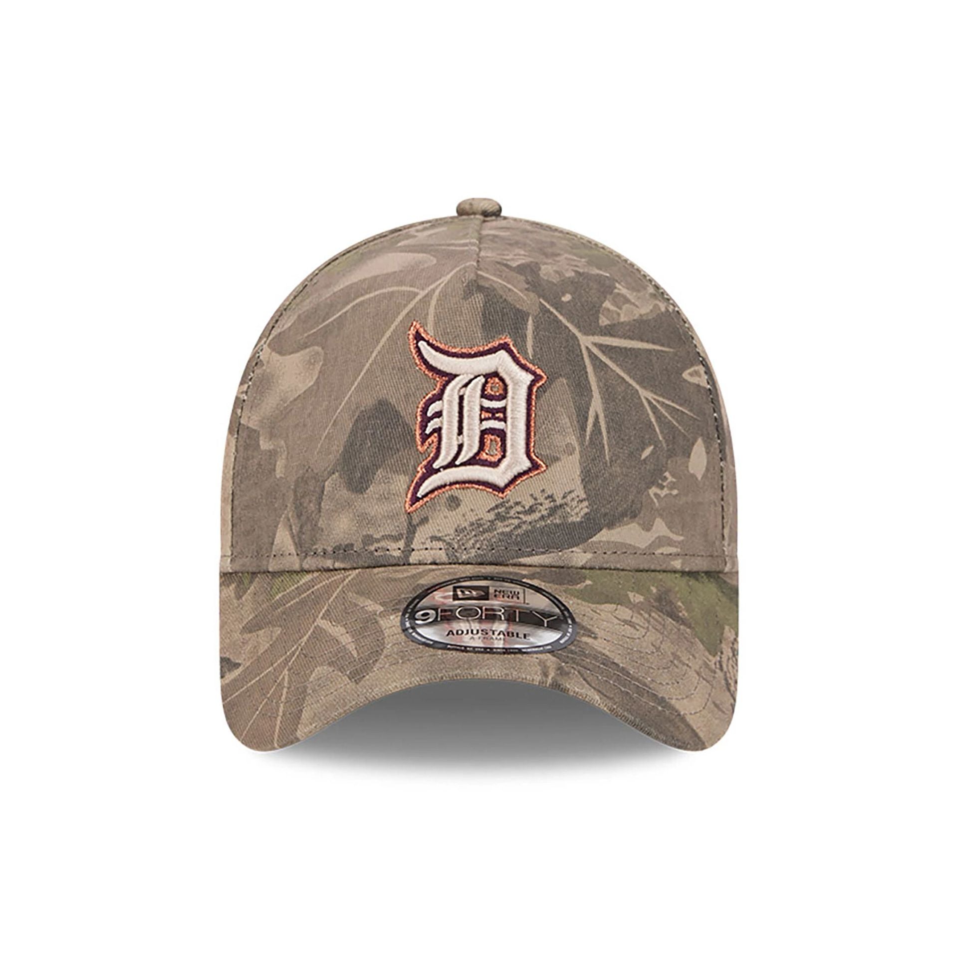 This is a Detroit Tigers Leaf Camo assorted print 9FORTY A-Frame Adjustable Cap 3